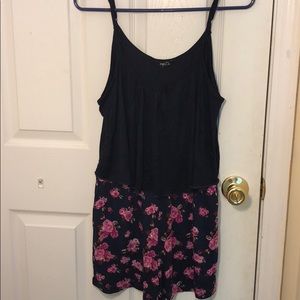 A navy blue romper